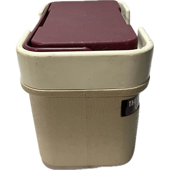 Vintage Thermos L'il SunPacker 6.5 Qt Burgundy Beach Pool Cooler Lock Lid USA - Picture 4 of 10